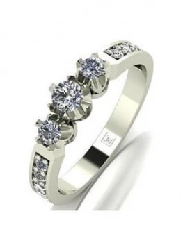 Love DIAMOND Lady Lynsey 9ct White Gold 50pts total 3 Stone centre Diamond Trilogy Ring, White Gold, Size O, Women
