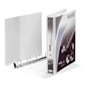 Original Leitz A4 Softclick Presentation Ring Binder PVC 4 D Ring 40mm Capacity White Pack of 4