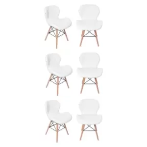 Cecilia Eiffel Faux Leather Dining Chair Set of 6 - White - White