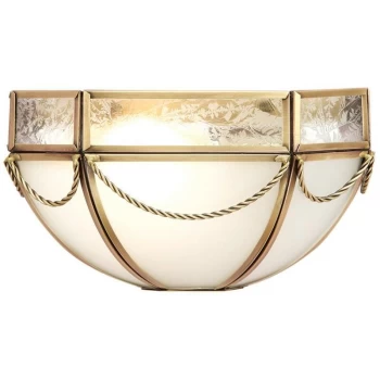 Interiors 1900 Lighting - Interiors 190001W - 1 Light Indoor Wall Uplighter Antique Brass with Frosted Glass, E27