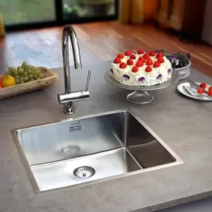New York Kitchen Sink Rectangular 1 Bowl Stainless Steel Basket Waste - Silver - Reginox
