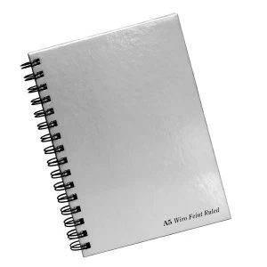 Pukka Pads A5 Notebook Wirebound Hardback 90gsm Ruled Perforated 160pp Silver Pack of 5