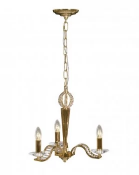 Ceiling Pendant Chandelier 3 Light French Gold, Crystal