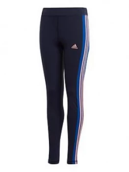 Adidas Girls Linear 3-Stripes Tight - Navy