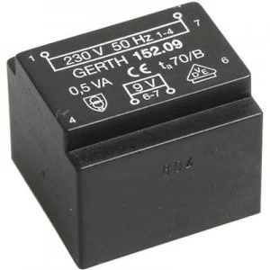 PCB mount transformer 1 x 230 V 1 x 6 V AC 0.50 VA 83 mA