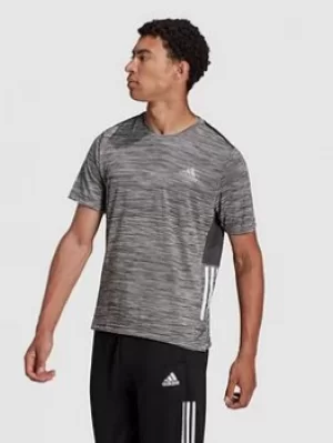 adidas 3 Stripe T-Shirt, Grey Size M Men