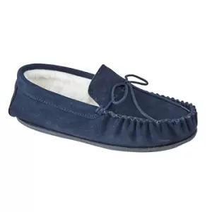 Mokkers Mens Oliver Moccasin Wool Lined Slippers (10 UK) (Navy)