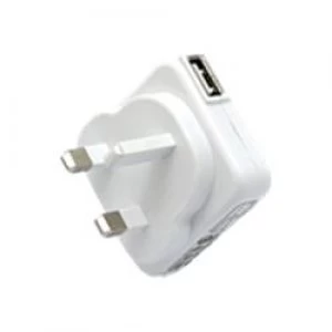 Veho USB Mains Charger Adaptor - 3 PIN - WHITE