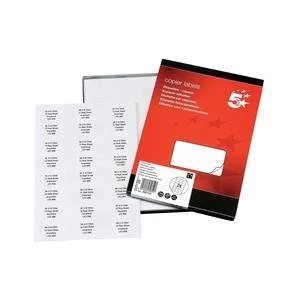 5 Star 70x37mm Labels Copier Laser and Inkjet 24 per Sheet White Pack of 2400 Labels