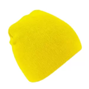 Beechfield Plain Basic Knitted Winter Beanie Hat (One Size) (Yellow)