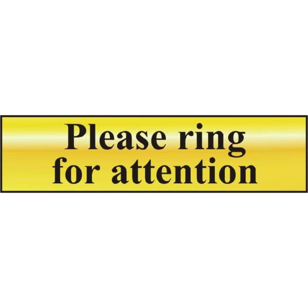 ASEC Please Ring For Attention 200mm x 50mm Self Adhesive Sign