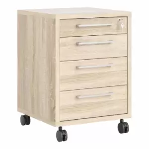 Prima Mobile Cabinet with 4 Drawers, Oak