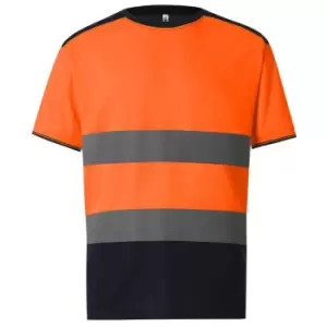 Yoko Mens Two Tone Hi-Vis T-Shirt (4XL) (Orange/Navy)