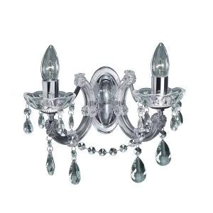 Indoor Candle Wall 2 Light Chrome with Crystals, E14