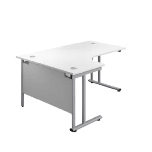 1800 X 1200 Twin Upright Left Hand Radial Desk White-Silver