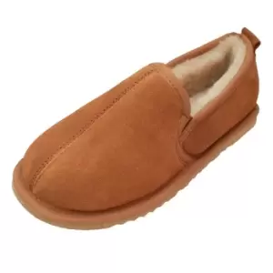 Eastern Counties Leather Mens Sheepskin Lined Soft Suede Sole Slippers (9 UK) (Chestnut)