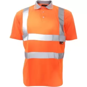Warrior Mens Daytona Hi-Vis Short Sleeve Polo Shirt (XXL) (Fluorescent Orange) - Fluorescent Orange