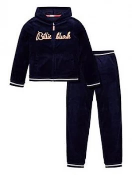 Billieblush Girls Logo Velvet Tracksuit - Navy, Size Age: 8 Years, Women