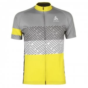 Odlo Mens Active Short Sleeve Cycling Jersey - Grey/Yellow