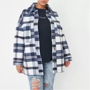 Missguided Plus Check Boxy Shacket - Blue