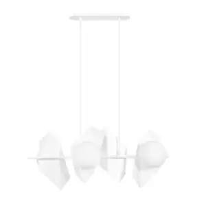 Drifton White DesignerPendant Ceiling Light with White Glass Shades, 4x E14