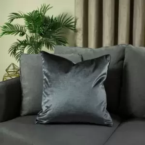 Riva Paoletti - Paoletti Stella Embossed Texture Luxe Velvet Piped Cushion Cover, Graphite, 45 x 45 Cm