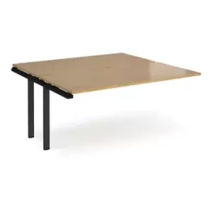 Bench Desk Add On 2 Person Rectangular Desks 1600mm Oak Tops With Black Frames 1600mm Depth Adapt