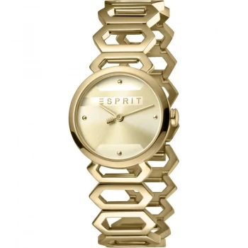 Esprit Arc Womens Watch featuring a Stainless Steel, Gold Coloured Strap and Champagne Dial