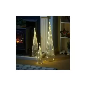 Cone Tree Christmas Decoration Silver Pre-Lit LED Xmas Home Set Festive Gift