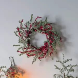 Crossland Grove Frosted Mini Leaf Wreath Red Berries 460x460mm