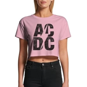 Ac/Dc - Stacked Logo Womens Large Crop Top - Pink