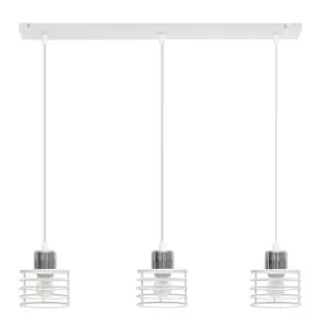 Edison Straight Bar Pendant Ceiling Light White, Chrome 65cm
