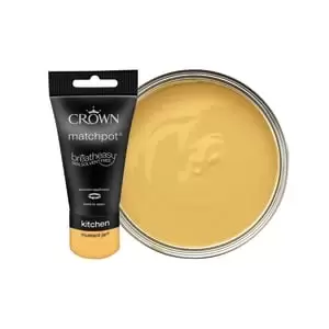Crown Easyclean Matt Emulsion Kitchen Paint - Mustard Jar Tester Pot - 40ml