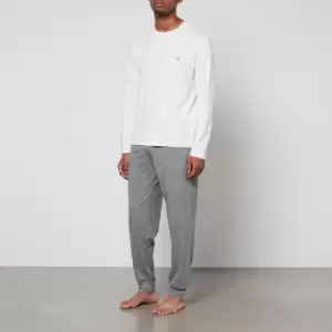 Emporio Armani Mens Endurance Long Sleeve Pyjamas - White/Dark Melange Grey - XL