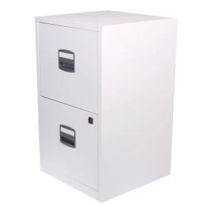 Bisley 2 Drawer A4 Metal Filing Cabinet - Chalk White
