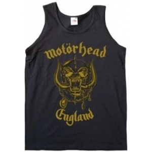 Motorhead England Gold Ladies Black Vest T Shirt Size: X Lar