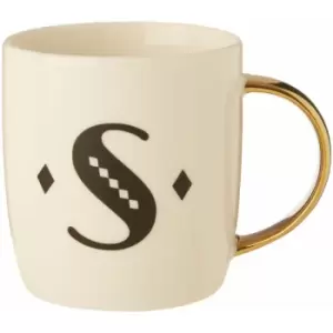 Diamond Deco S Letter Monogram Large Mug Personalised Coffee Mug / Espresso Cups For Home And Office Use Cappuccino Cup For Everyday Use 9 x 9 x 12