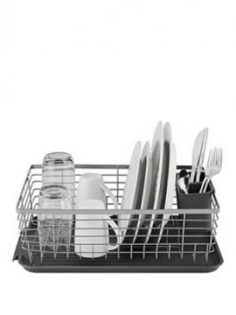 Tower Compact Dish Rack With Cutlery Holder - Grey