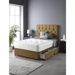 Catherine Lansfield Boutique Divan Bed with 4 Drawers and Ortho Pocket Mattress in Ochre - King Size