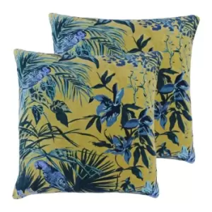 Paoletti Amazon Jungle Twin Pack Polyester Filled Cushions Teal