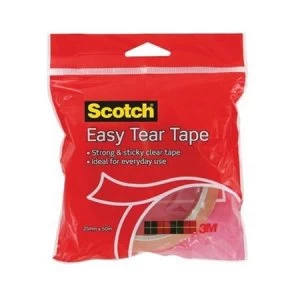 Scotch Easy Tear 25mm x 50m Adhesive Tape Clear Pack of 1 Roll
