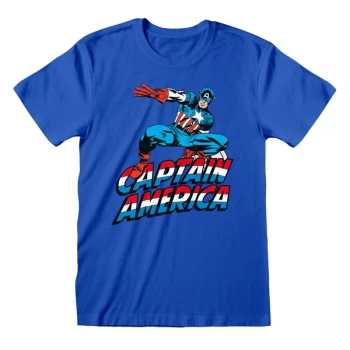Marvel Comics Captain America - Captain America Unisex X-Large T-Shirt - Blue