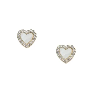 Fossil Gold-Tone Multi-Stone Heart Stud Earrings JF03215710