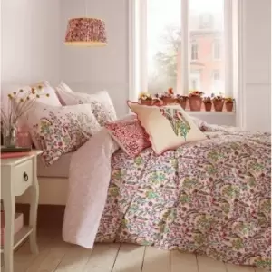 Cath Kidston Paper Pansy PInk Duvet Set - Single, Cotton, Floral - ["Multi","White","Pink","Green"]