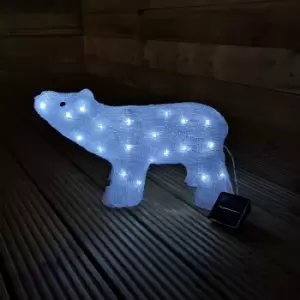Decoris - 24cm Cool White Solar Powered LED Acrylic Polar Bear Light Up Indoor/Outdoor Christmas Decoration