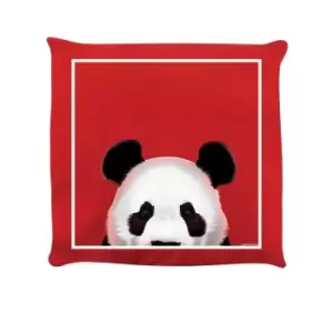 Inquisitive Creatures Panda Filled Cushion (One Size) (Red)
