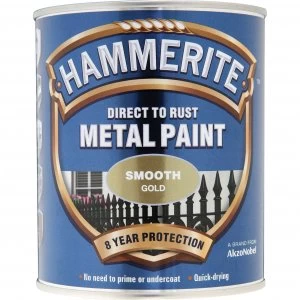 Hammerite Smooth Finish Metal Paint Gold 750ml