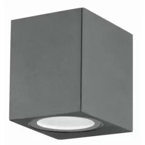 Cincinnati Square Outdoor Down Wall Lamp Dark Grey Aluminium Glass LED GU10 1x7W IP54 - Merano
