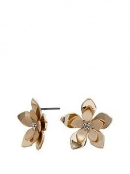 Mood Gold Plated Cream Pearl Flower Stud Earring
