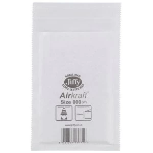 Jiffy Airkraft Size 000 Postal Bags Bubble lined Peel and Seal 90x145mm White 1 x Pack of 150 Bags